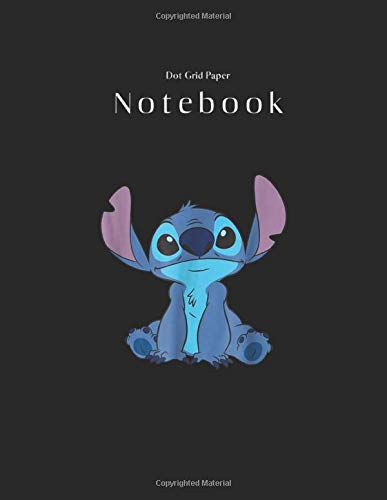 Dot Grid Paper Notebook: Disney Stitch T Black Cover Dot Grid Take Note and Drawing Handwriting Marble Size 8.5 x 11 inches Work Book - Planner - ... - Bullet Journal - Sketch Book - Math Book