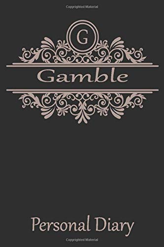 G Gamble Personal Diary: Cute Initial Monogram Letter Blank Lined Paper Personalized Notebook For Writing & Note Taking Composition Journal