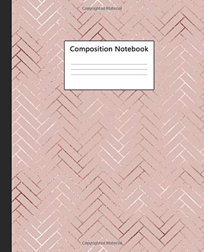 Composition Notebook: Pretty Wide Ruled Paper Notebook Journal | Wide Blank Lined Workbook for Teens Kids Students Girls for Home School College for Writing Notes | Cute Rose Gold Geometric Pattern