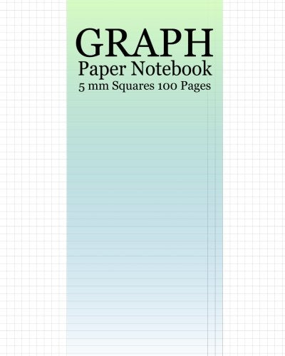Graph Paper Notebook: 100 Pages of 8x10 inches ( 5mm Squares ) Perfect for Charts Tables Draw Design Sketch and Diagrams Cool Green Cover Design