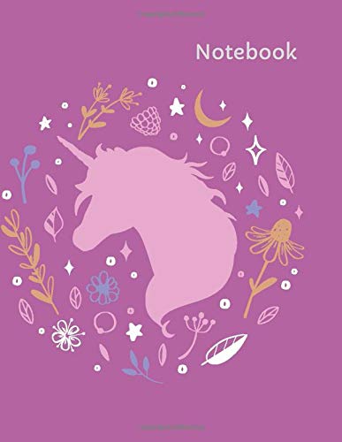 Notebook: Unlined/Unruled/Plain Notebook - Pink Unicorn, Large (8.5 x 11 inches) - 100 Pages-Cream Color Paper, For Writing, Sketching, Taking Notes, Doodling