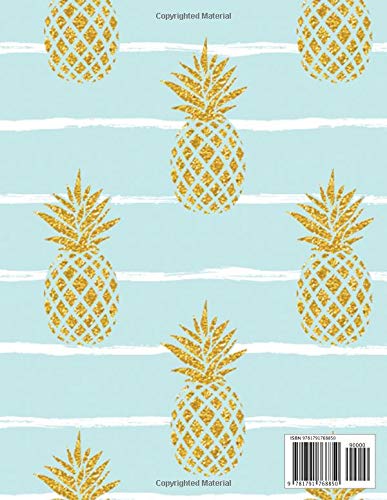 Sketchbook: Nifty Golden Pineapples Large Blank Sketchbook with Ample Crisp White Pages for Drawing, Sketching, Doodling and More. Cute Extra Large XL Notebook with a Softback Cover.