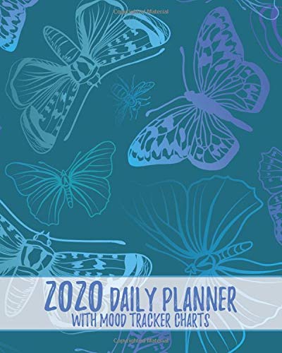 2020 Daily Planner with Mood Tracker Charts: Blue Butterflies Daily Calendar Notebook to Track Moods and Plan Days