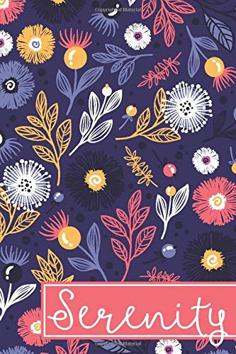 Serenity: 6x9 Lined Personalized Writing Notebook Journal, 120 Pages – Purple & Pink Floral with Custom Name Quote (Personalized Name Gifts)