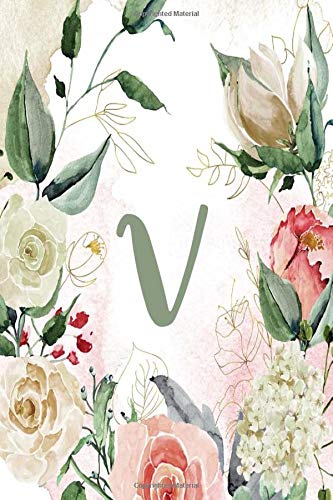V: Green Cream Floral 2020 Weekly Planner 6”x9” (Green Cream Floral 6”x9” Planner Alphabet Series - Letter V)