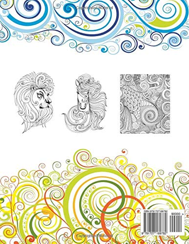 Swirls - Anti Stress Coloring Book: Swirling Wave Patterns, Abstract Circular Designs with Animals and Human Figures