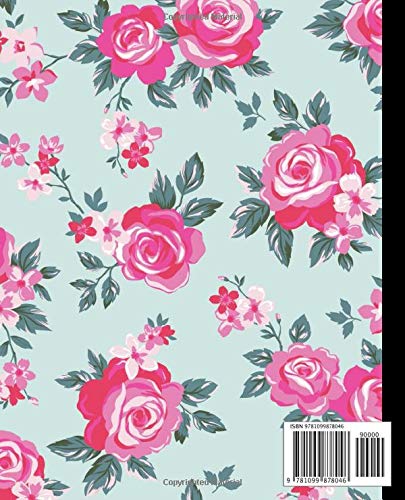 Composition Notebook: Cute Wide Ruled Paper Notebook Journal | Nifty Turquoise & Pink Rose Wide Blank Lined Workbook for Teens Kids Students Girls for Home School College for Writing Notes.