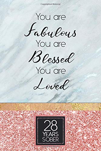 28 Years Sober: Lined Journal / Notebook / Diary - 28th Year of Sobriety - Elegant and Practical Alternative to a Card - Sobriety Gifts For Women Who Are 28 yr Sober - Impactful Wishes Rose Gold Cover