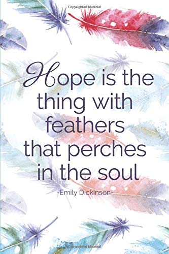 Hope Is The Thing With Feathers, Emily Dickinson quote (6x9 Journal): Lined Writing Notebook, 120 Pages -- Boho Watercolor Feathers