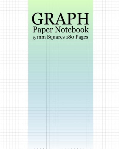 Graph Paper Notebook: 180 Pages of 8x10 inches ( 5mm Squares ) Perfect for Charts Tables Draw Design Sketch and Diagrams Cool Green Cover Design