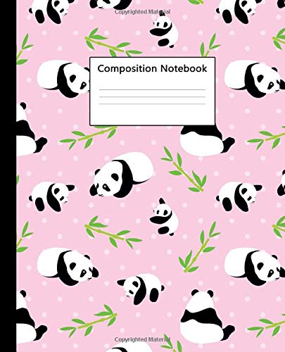 Composition Notebook: Pretty Wide Ruled Paper Notebook Journal | Cute Baby Pink Bamboo & Panda Wide Blank Lined Workbook for Teens Kids Students Girls for Home School College for Writing Notes.
