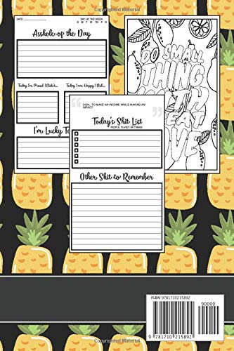 Unfuck Your Day: A Gratitude Journal for Tired-Ass People. Best cool Gag Gift for Women Pineapple Black Cover