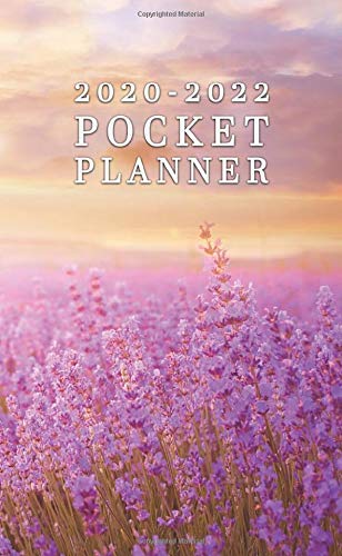 2020-2022 Pocket Planner: 3 Year Monthly Pocket Calendar, Schedule Organizer & Inspirational Agenda with Phone Book, Password Log & Notes - Lavender Bushes at Sunset, Provence, France