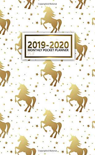 2019-2020 Monthly Pocket Planner: Two-Year Monthly Golden Unicorn Pocket Planner with Phone Book, Password Log and Notebook. Perfect 24 Month Agenda, Calendar and Organizer.