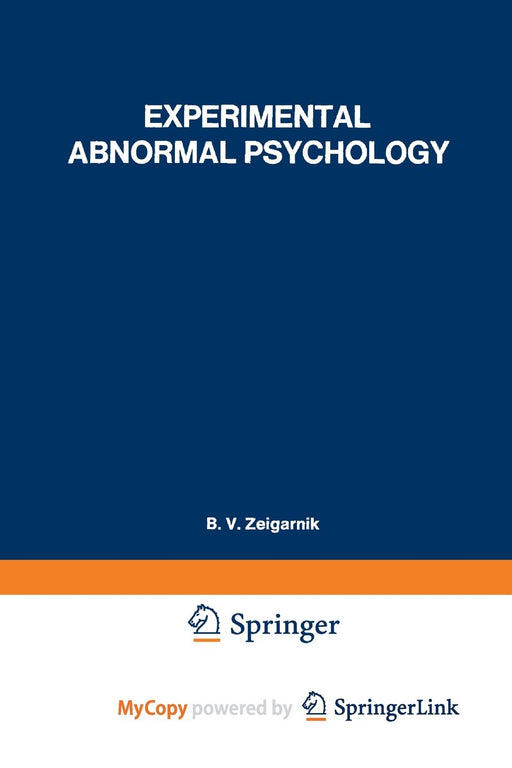 Experimental Abnormal Psychology