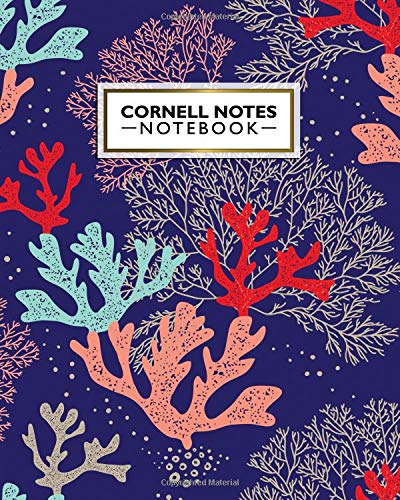Cornell Notes Notebook: Cute Large Cornell Note Paper Notebook. Nifty College Ruled Medium Lined Journal Note Taking System for School, College & University - Trendy Corals & Algae Print