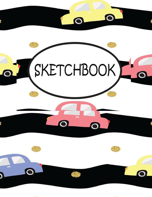 Sketchbook: Yellow Pink Cars : 110 Pages of 8.5" x 11" Blank Paper for Drawing, sketchbook for adult, sketchbook for teen