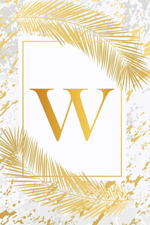 W: Pretty Gold & Ivory White Marble Initial Monogram Letter W and Feathers, Personalized 150 Blank Lined Journal & Notebook for Writing notes, ... (Office & School Monogrammed Paperback Dairy)