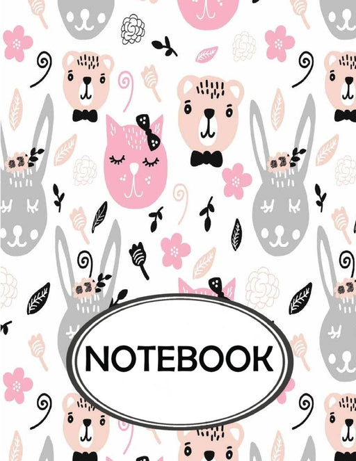 Notebook: Dot-Grid,Graph,Lined,Blank Paper : Cute Bear Cat Rabbit : notebook journal, notebook marble, notebook paper, diary, 8.5" x 11" , 110 pages