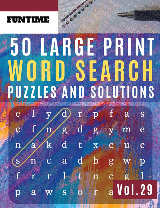 50 Large Print Word Search Puzzles and Solutions: FunTime Activity Book Junior | Find Seek and Circle Word to Challenge Your Brain (Adults & Seniors) (Word find puzzle books for adults)
