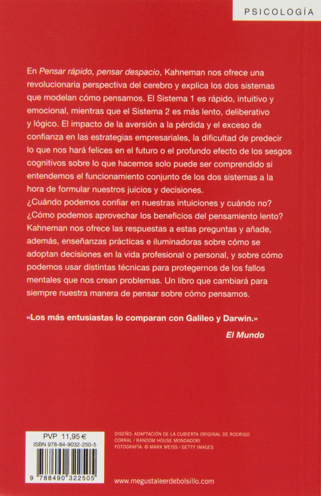Pensar rápido, pensar despacio / Thinking, Fast and Slow (Psicologia (Debolsillo)) (Spanish Edition)