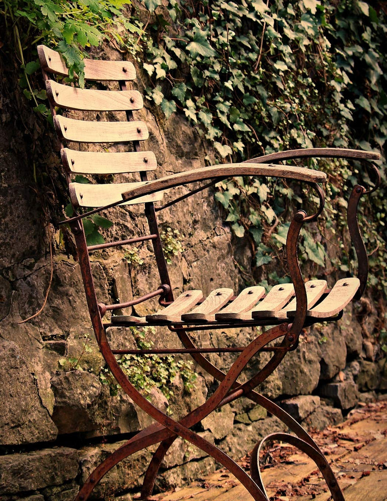 Notebook: Chair seating furniture outdoor out ivy fern garden design gardening outdoor relaxing relax peace