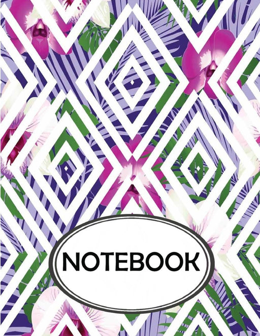 Notebook: Dot-Grid,Graph,Lined,Blank Paper : Abstract Flowers V.2 : notebook journal, notebook marble, notebook paper, diary, 8.5" x 11" , 110 pages