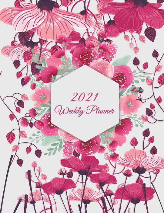 2021 Weekly Planner: Cute Floral, Weekly Calendar Book 2021, Weekly/Monthly/Yearly Calendar Journal, Large 8.5" x 11" 365 Daily journal Planner, 12 ... Agenda Planner, Calendar Schedule Organizer